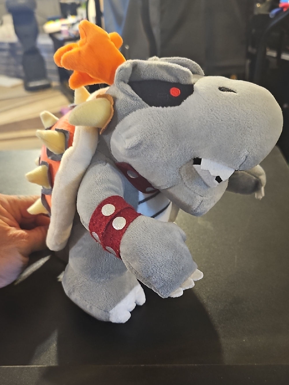 Bowser Plush Toy - Gray Kids Plush with Orange Shell Spikes